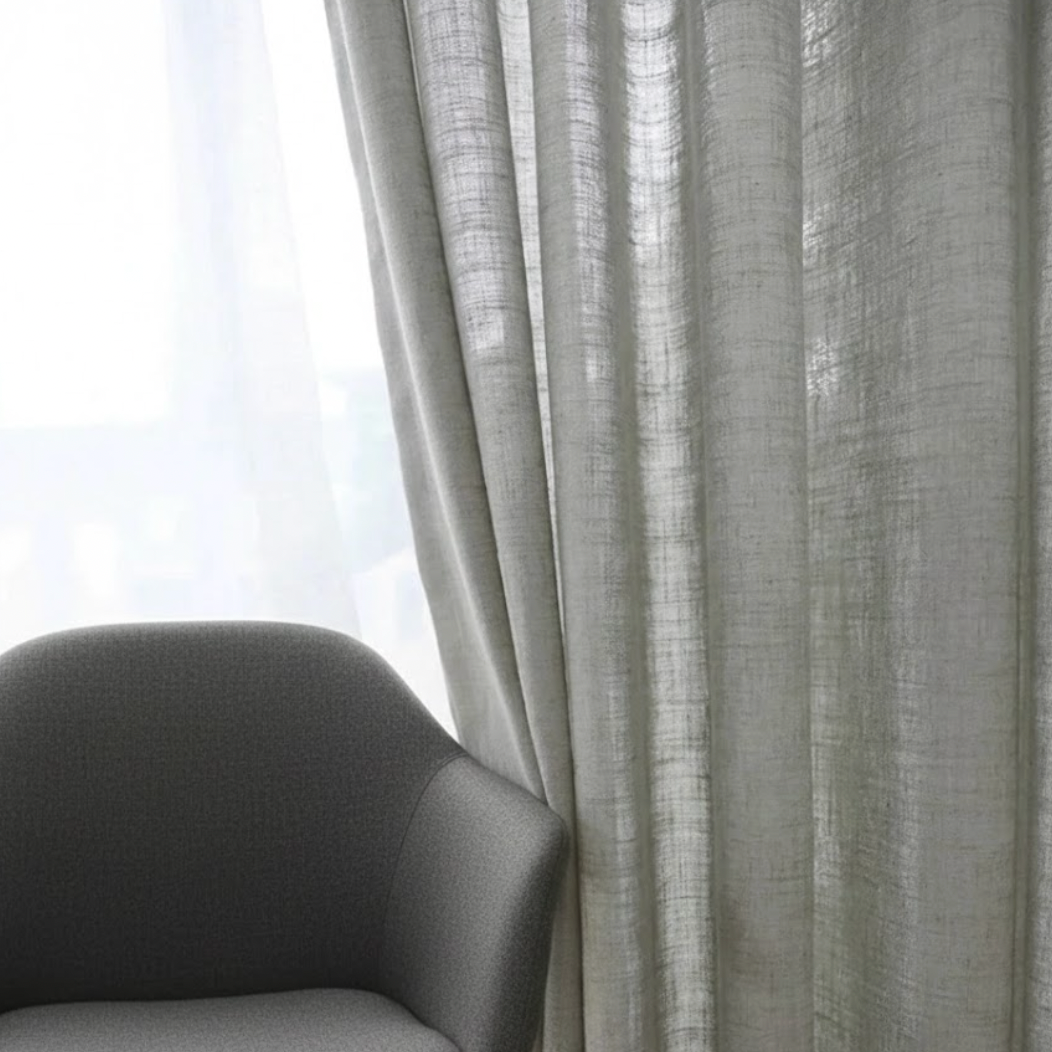 Rideau gris en lin naturel et coton salon | Épure | Instant Rideau