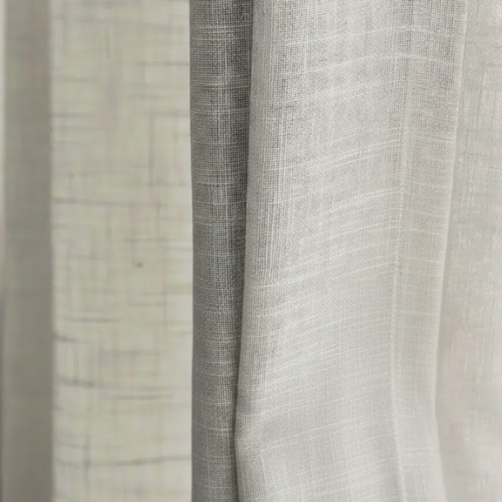 Rideau gris en lin naturel et coton salon tissu | Épure | Instant Rideau