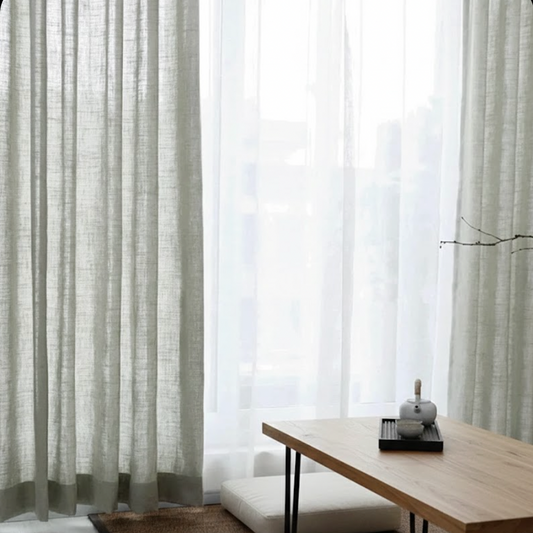 Rideau gris en lin naturel et coton salon transparant | Épure | Instant Rideau