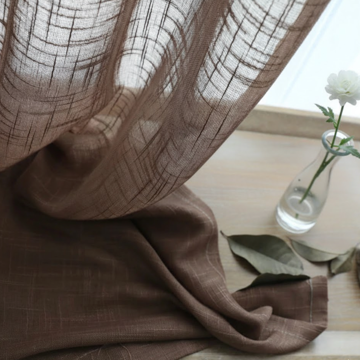 Rideau maron en lin naturel et coton | Épure | Instant Rideau