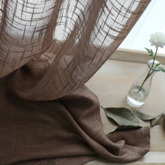 Rideau maron en lin naturel et coton | Épure | Instant Rideau