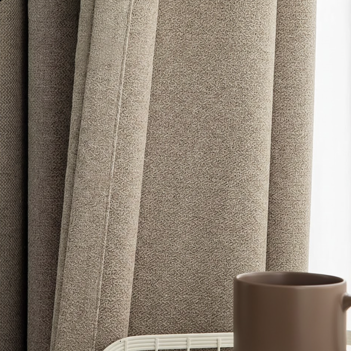 Rideau occultant en coton et lin taupe | Calinea | Instant Rideau