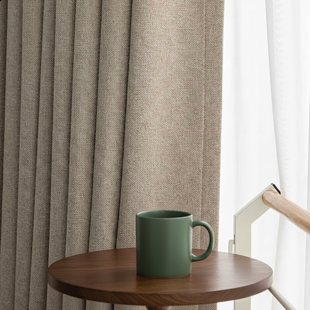 Rideau occultant en coton lin taupe | Calinea | Instant Rideau