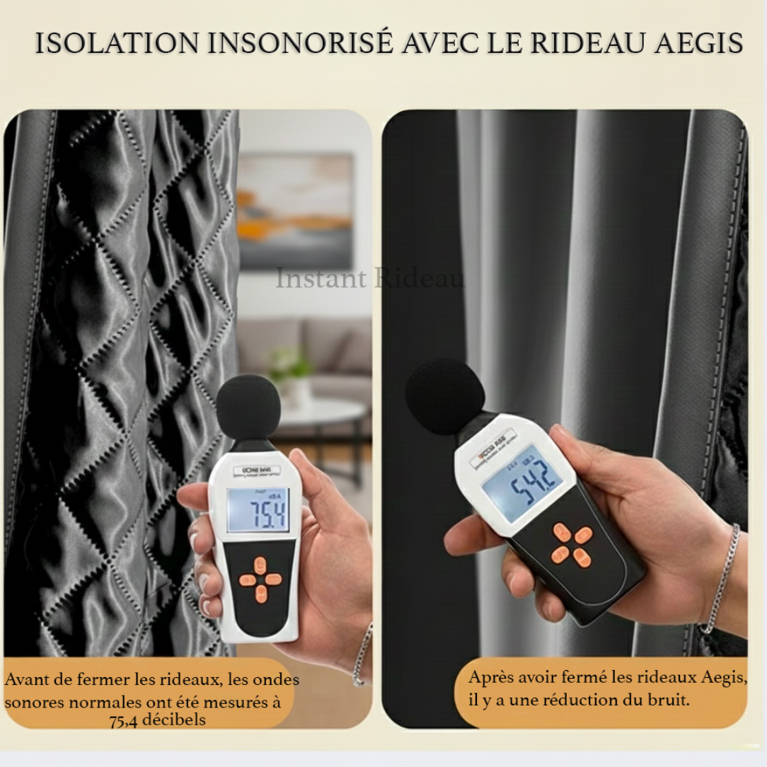 Rideau occultant thermique gris en coton epais anti-bruit | Ageis | Instant rideau