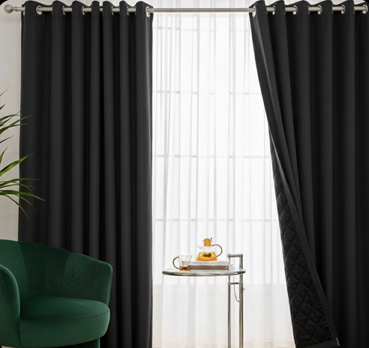 Rideau occultant thermique noir en coton epais | Ageis | Instant-rideau