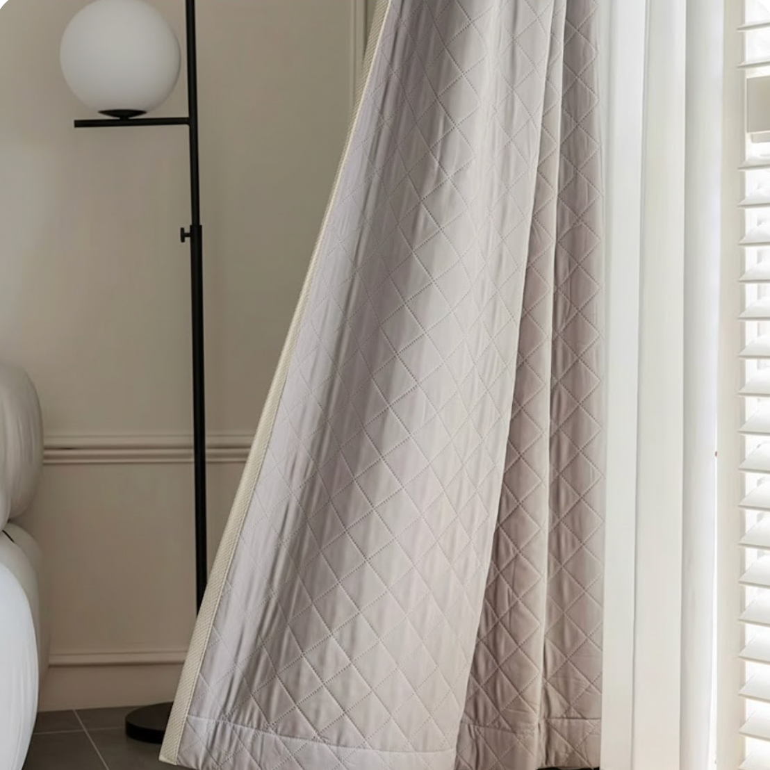 Rideau phonique obscurcissant beige crochets doublure | Calm | Instant Rideau