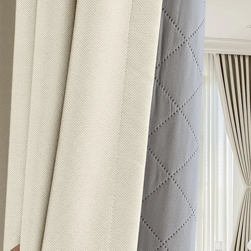 Rideau phonique obscurcissant beige crochets tissus | Calm | Instant Rideau