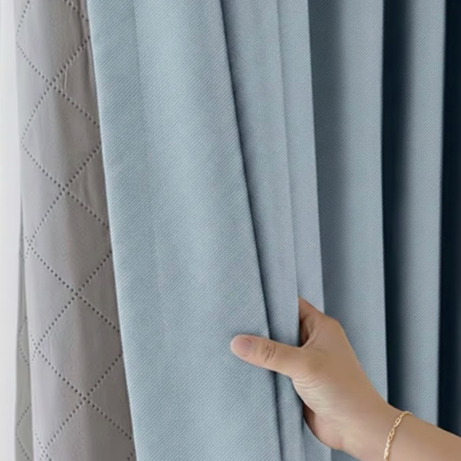 Rideau phonique occultant bleu matiére | Calm | Instant Rideau