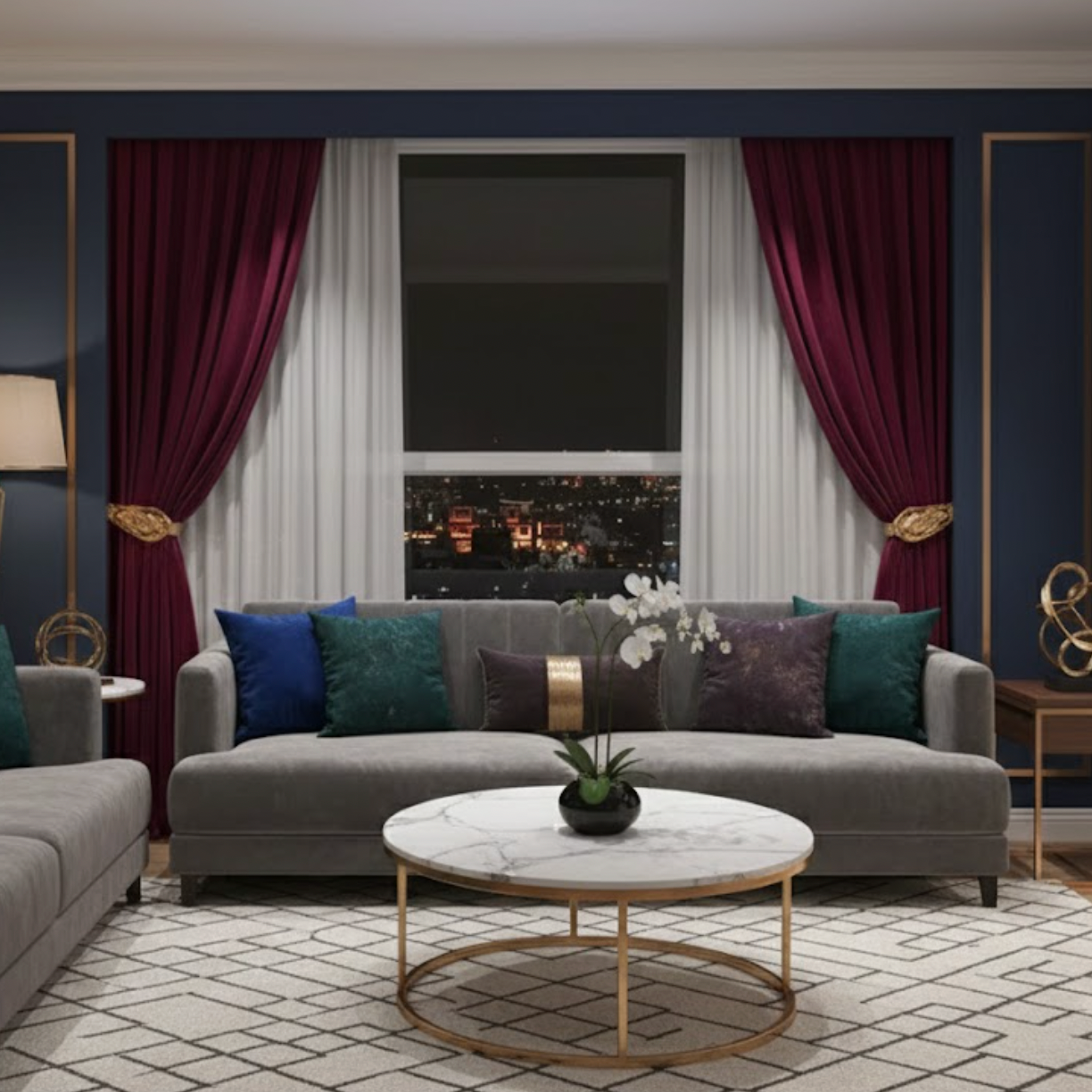 Rideau velours rouge burgundy salon | Rubis | Instant Rideau