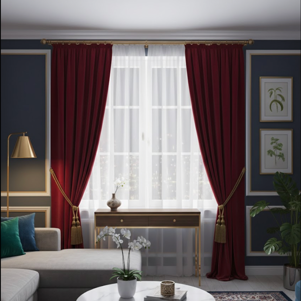 Rideau velours rouge salon | Rubis | Instant Rideau