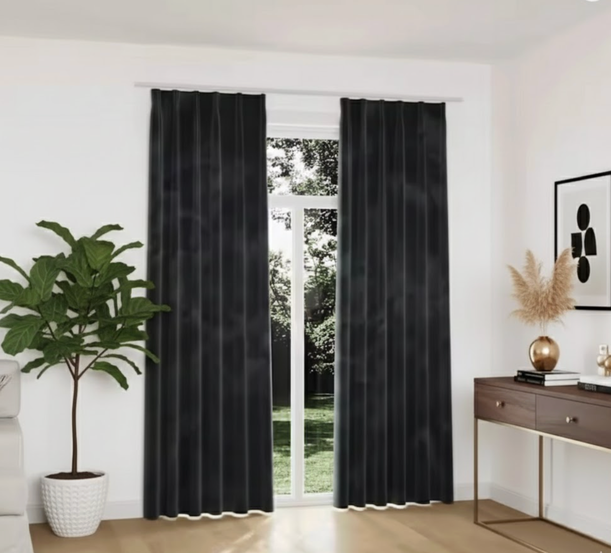 Rideaux en velours anthracite 140x245 occultants crochets mousseline | Noblia | Instant rideau