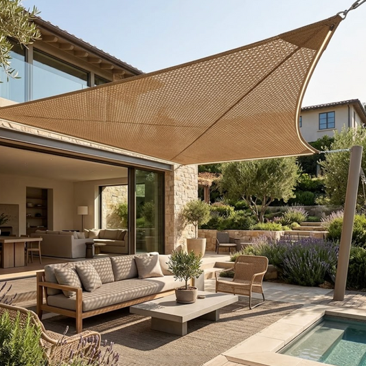 Toile d'ombrage haute performance sable accroche terrasse| Solaris | Instant Rideau