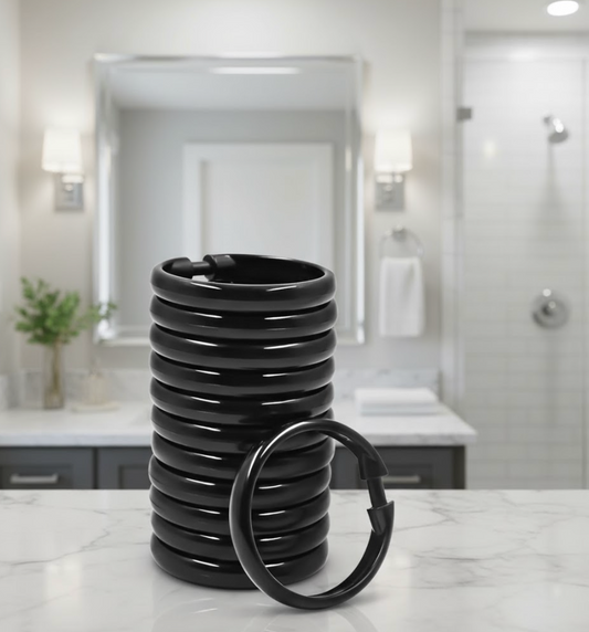 anneaux noir douze pièces pour rideau de douche | Instant rideau