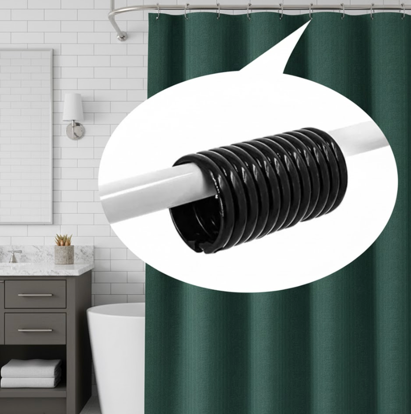 Anneaux noir pour rideau de douche mise en pratique | Instant rideau