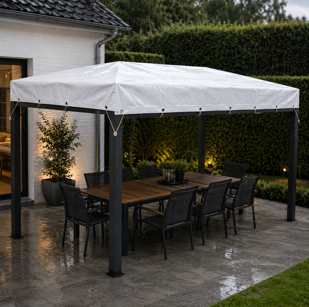 Bâche imperméable renforcée 280 g/m² en polyéthylène avec œillets métalliques tous les 50 cm, protection extérieure contre pluie, UV, vent, gel et grêle | Fortexa | Instant Rideau