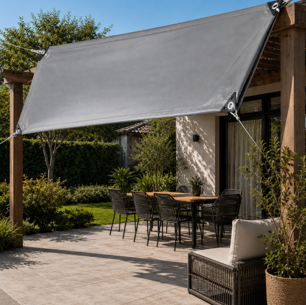 Bâche PVC 500 g/m² gris foncé imperméable avec œillets galvanisés renforcés, protection contre pluie, UV, vent, gel, neige et intempéries | Protexia | Instant Rideau