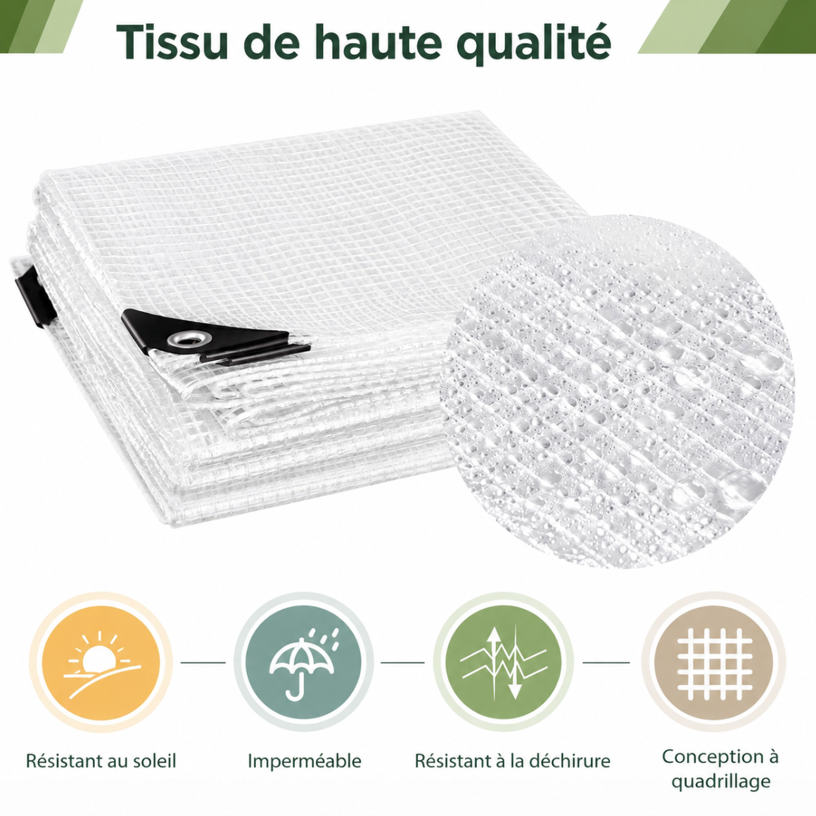 Bâche PVC transparente renforcée idéale pour terrasse, pergola, jardin, balcon et espaces extérieurs | ClearProtect | Instant Rideau