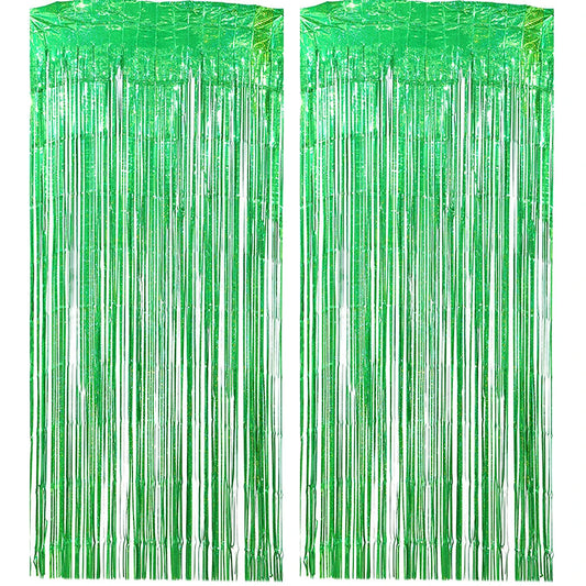 Rideau de fête vert métallisé en lot de deux | Instant Fêtes