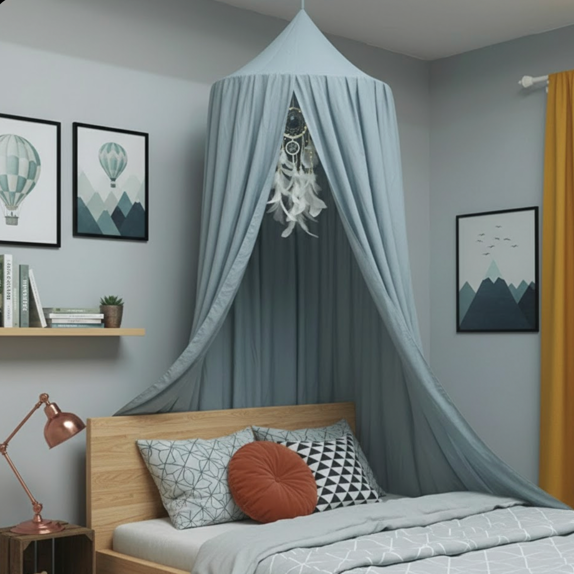 Dôme de lit bébé bleu ciel pour chambre enfant, décoration lit bébé | Child | Instant Rideau