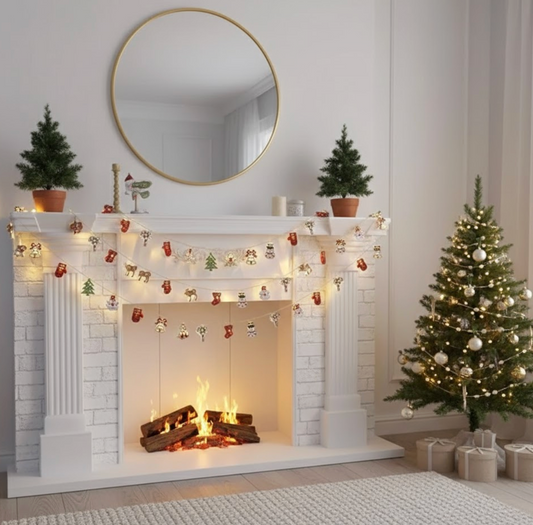 Guirlande LED décorative avec cerfs, sapins et flocons, créant une ambiance féérique de Noël | Instant Noel