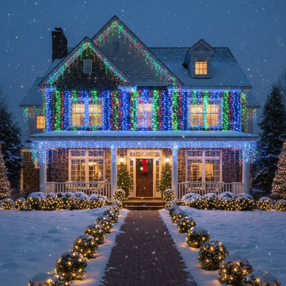 Guirlande LED multicolore avec télécommande et étanchéité IP44, lumière scintillante idéale pour intérieur et extérieur | Instant Rideau