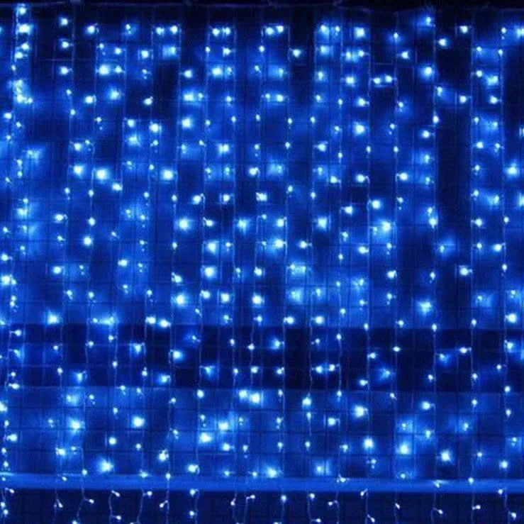 Guirlande lumineuse LED bleu en cascade avec 8 modes d’éclairage pour une ambiance magique de Noël | Instant Rideau