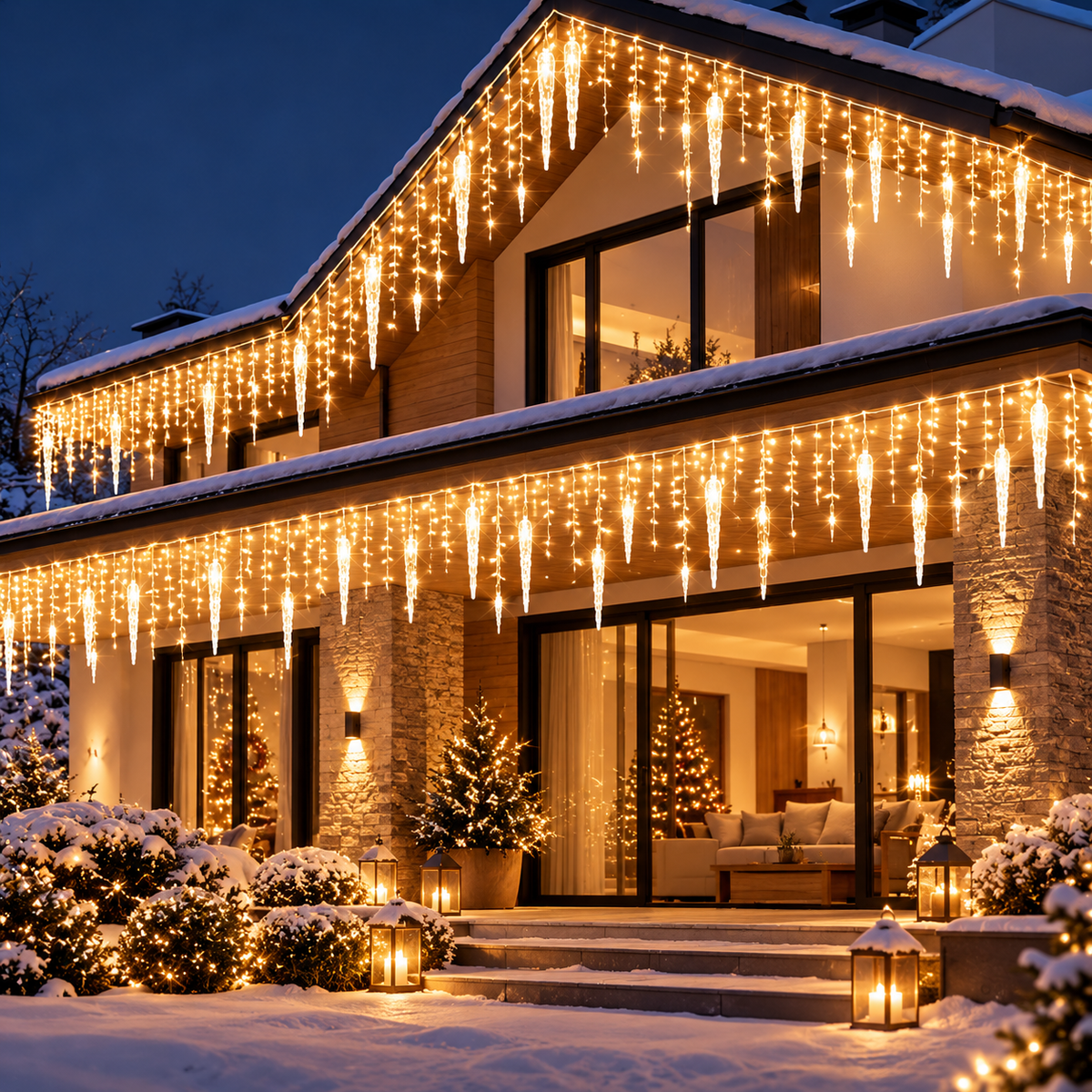 Guirlande lumineuse LED effet glaçons pour Noël, idéale pour décorer les façades, fenêtres et extérieurs de maison avec une ambiance hivernale festive | Instant Noël | Instant noel