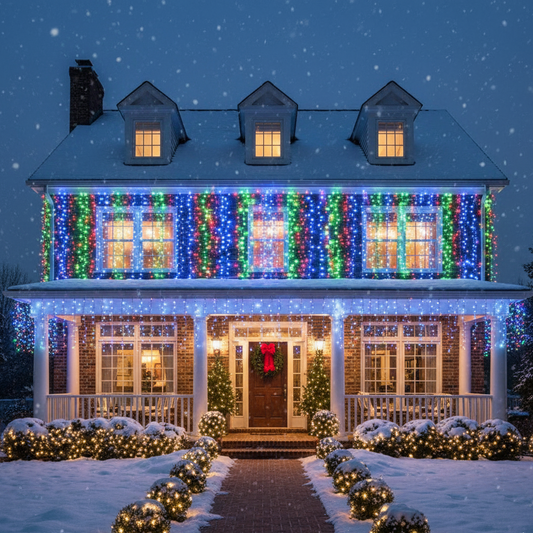 Guirlande multicolore LED avec télécommande, offrant des effets festifs parfaits pour illuminer Noël | Instant Noel