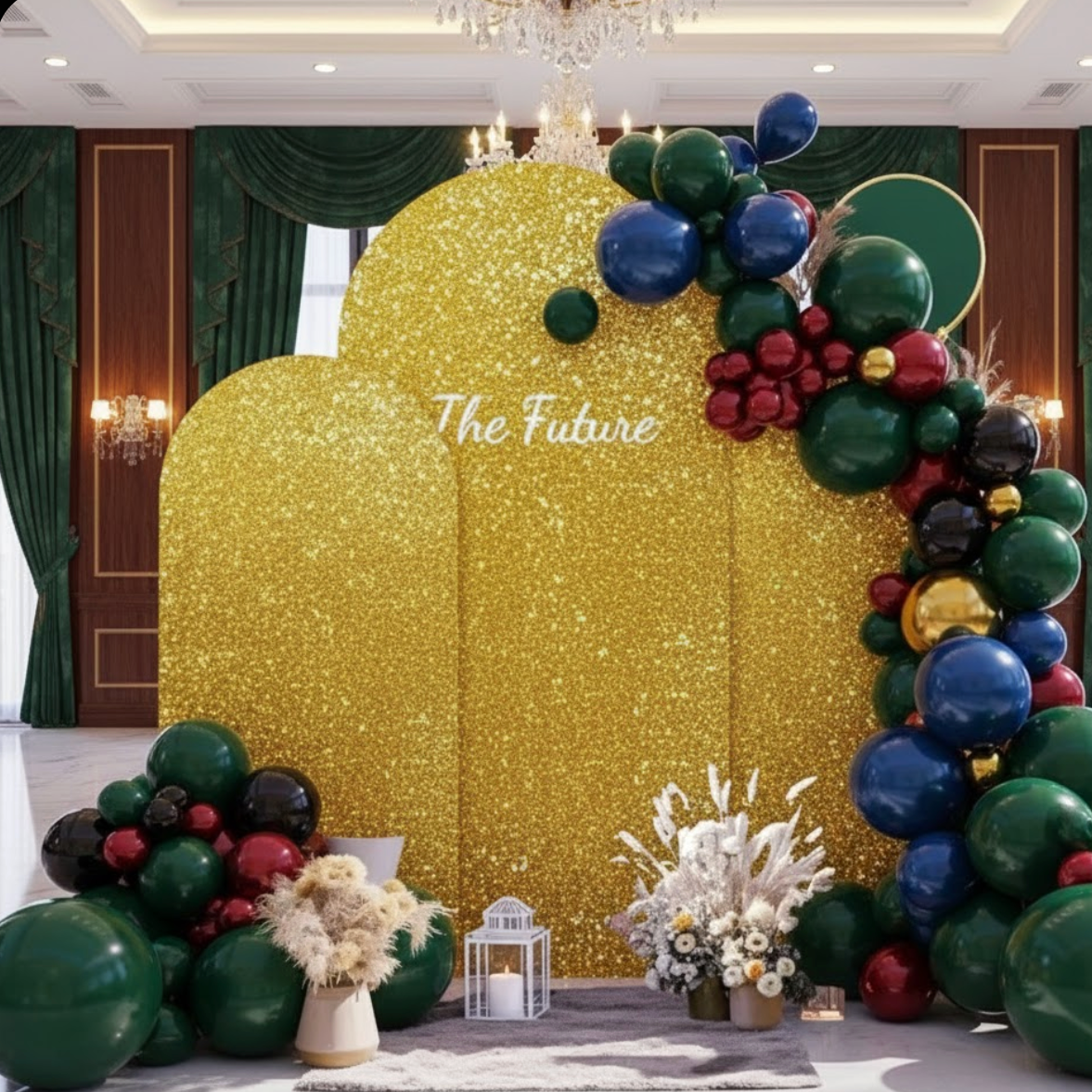 Housse dorée métalisée pour arche | Instant fête