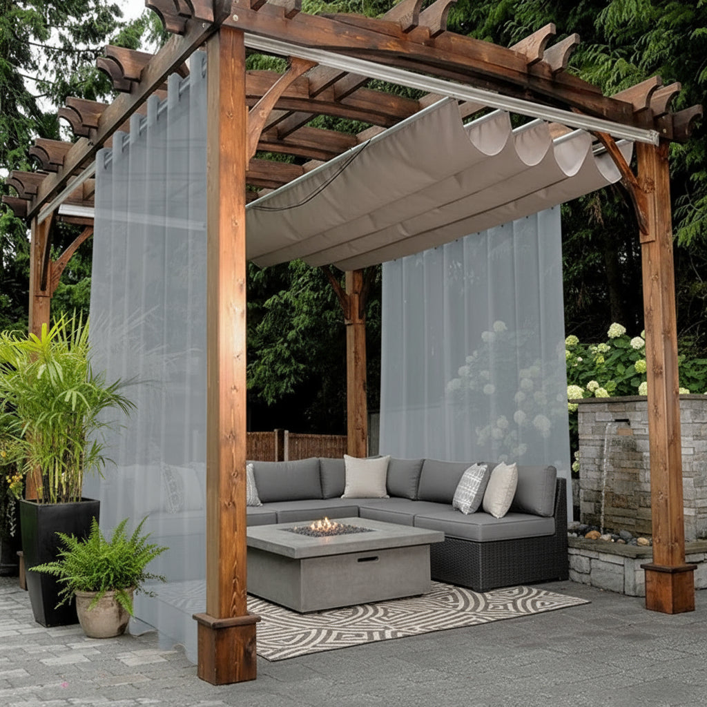 Rideaux lot de 2 pour extérieur gris pergola | Solara | Instant Rideau