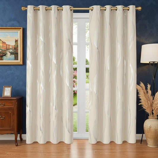 Lot de 2 Rideaux occultants beige moderne dans salon | Noctis | Instant Rideau