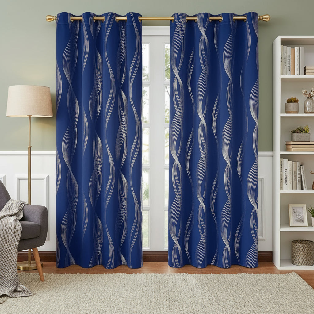 lot de 2 Rideaux occultants bleu moderne et design | Noctis | Instant Rideau