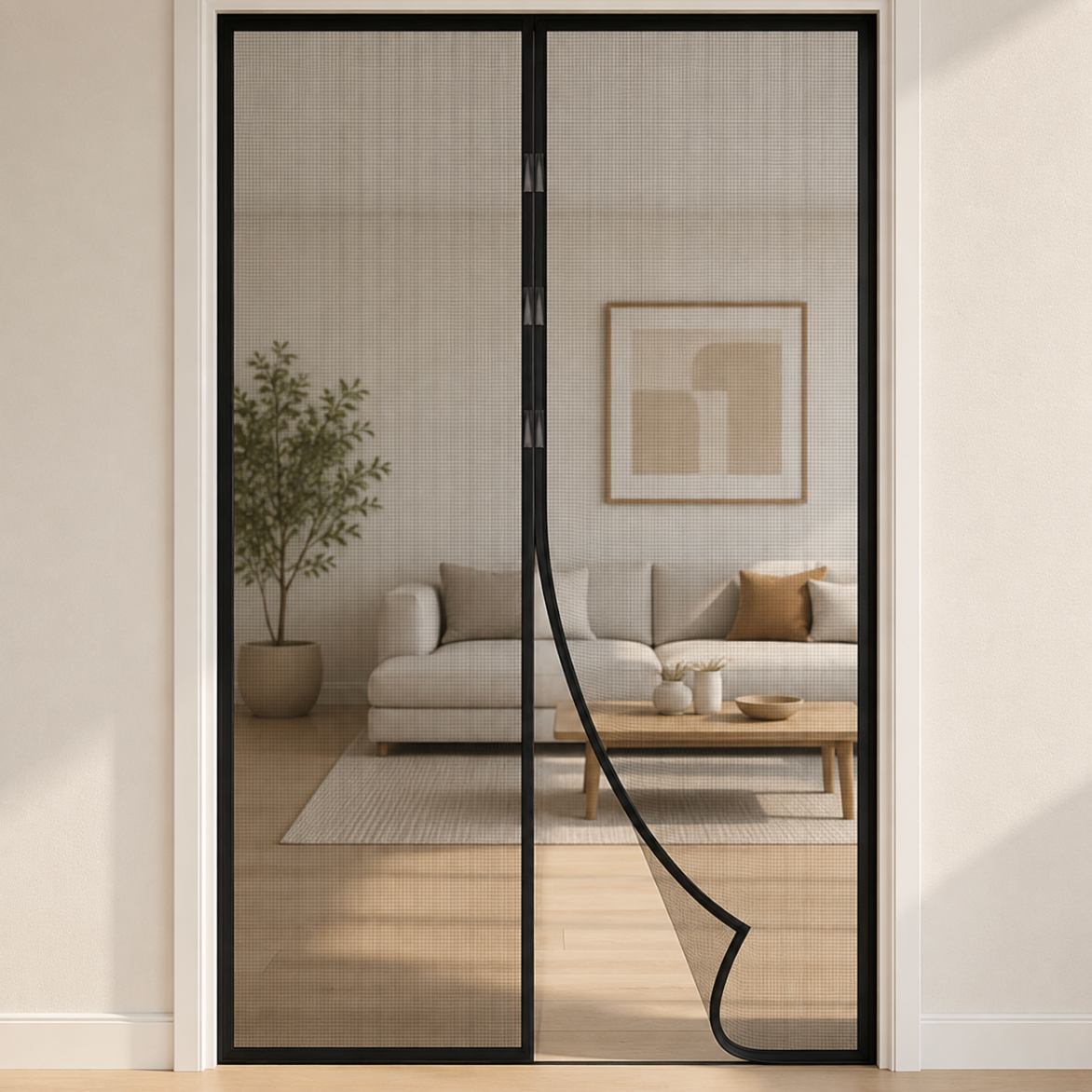 Moustiquaire anti insectes magnétique pour porte avec fermeture automatique, maille haute résistance, installation sans outils et protection efficace contre moustiques, mouches et insectes volants | Ventora | Instant Rideau