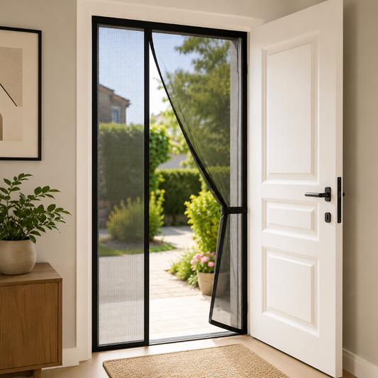 Moustiquaire de porte magnétique autofermante sans perçage avec fermeture automatique, protection anti moustiques, anti mouches et circulation d’air optimale | MosquiStop | Instant Rideau
