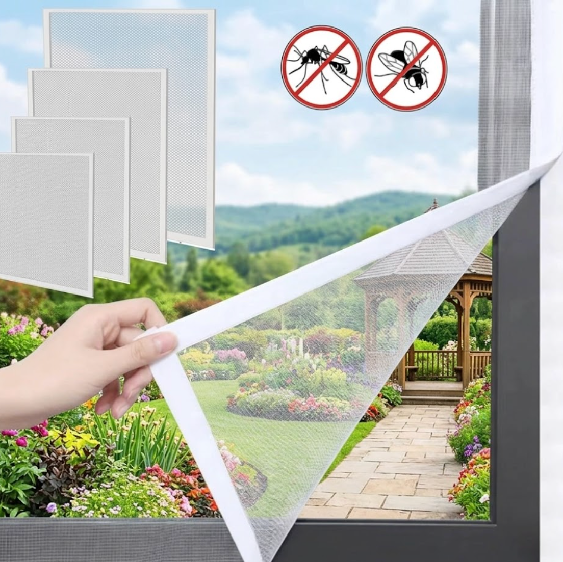 Moustiquaire fenêtre anti moustiques maille fine protection insectes tulle d’air respirant installation facile velcro | Stopi | Instant rideau