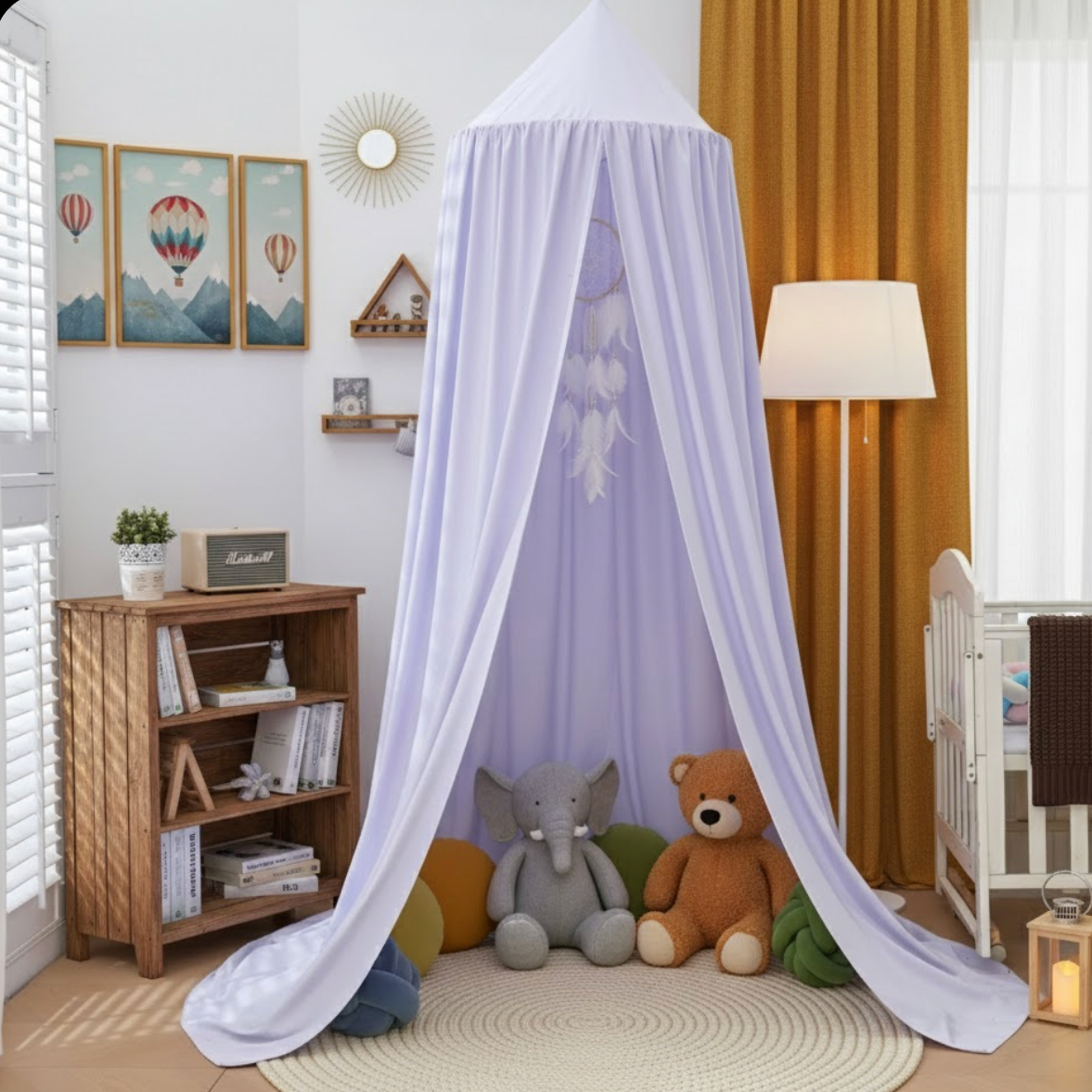 Moustiquaire dôme de lit bébé mauve pour chambre enfant, protection anti-moustiques et décoration lit bébé | Child | Instant Rideau