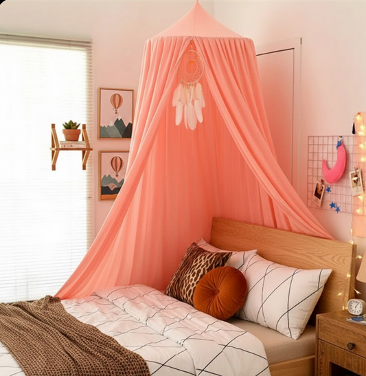 Moustiquaire pour lit enfant orange-rose ciel de lit, protection anti-moustiques et décoration chambre enfant | Child | Instant Rideau