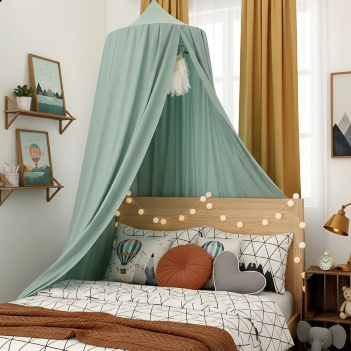 Moustiquaire pour lit enfant vert clair, protection anti-moustiques et décoration chambre enfant | Child | Instant Rideau