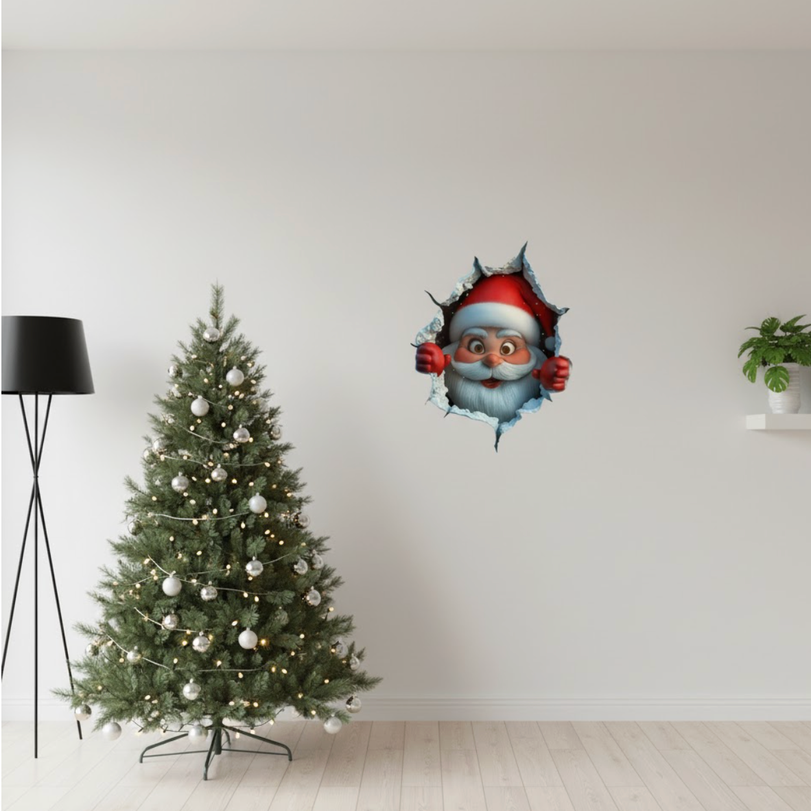 pere noel sur mur