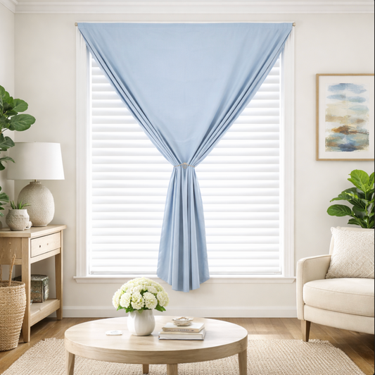 Rideau occultant adhésif bleu ciel fixation autocollante | Nuitfix | Instant Rideau