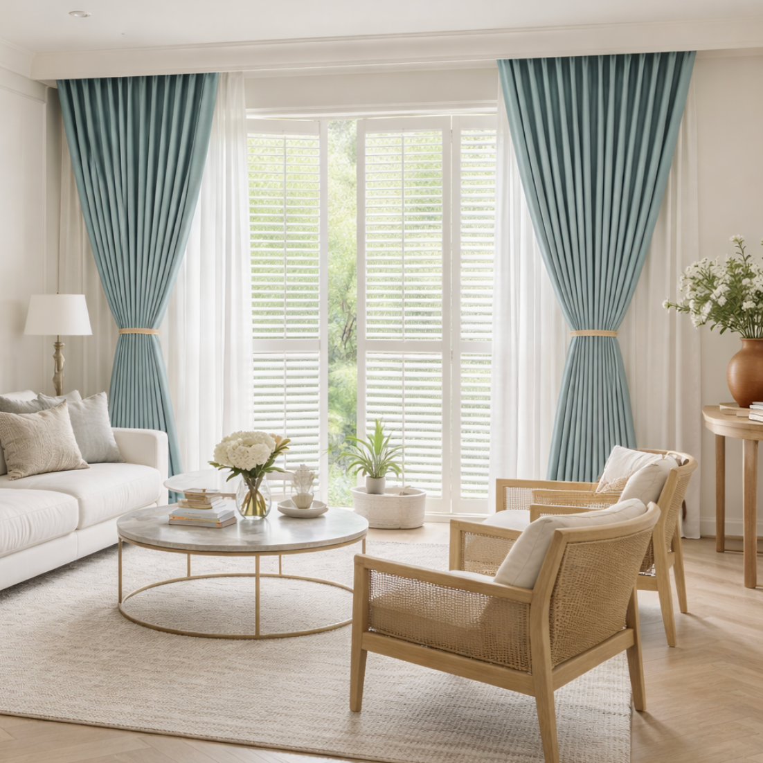 Rideau anti-bruit obscurcissant vert menthe crochets | Calm