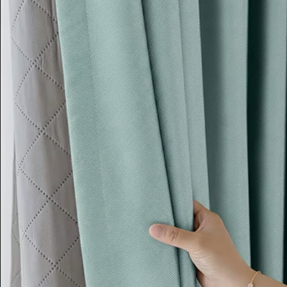 Rideau anti bruit obscurcissant vert menthe crochets tissus | Calm | Instant Rideau