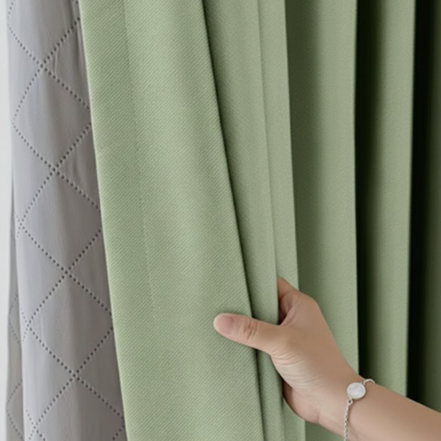 Rideau anti-bruit occultant vert tissus | Calm | Instant Rideau