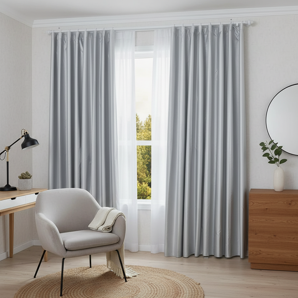 Rideau argenté occultant au style élégant et contemporain | Silver | Instant Rideau