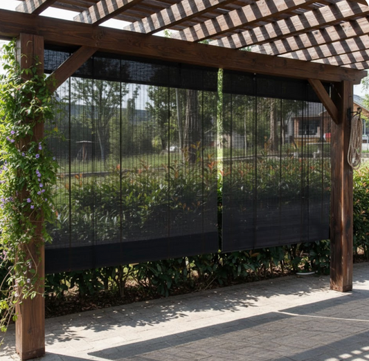 Rideau en bambou noir pour fenêtres et terrasses, filtrant la lumière naturellement | Bambora | Instant rideau