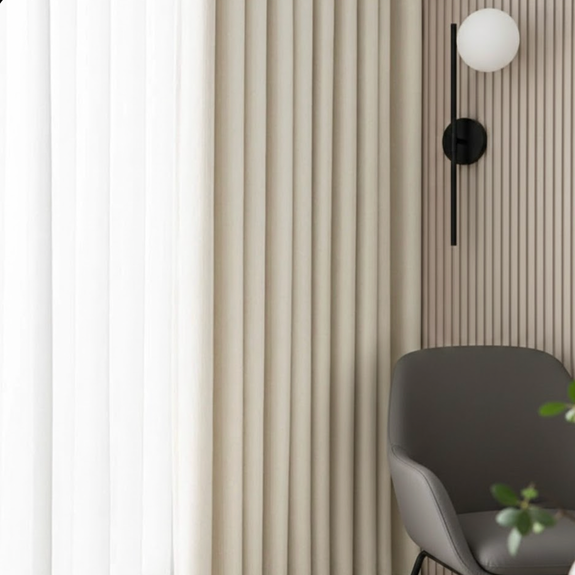 Rideau décoratif blanc pour maison, salon et chambre avec confort sonore | Silenza | Instant Rideau