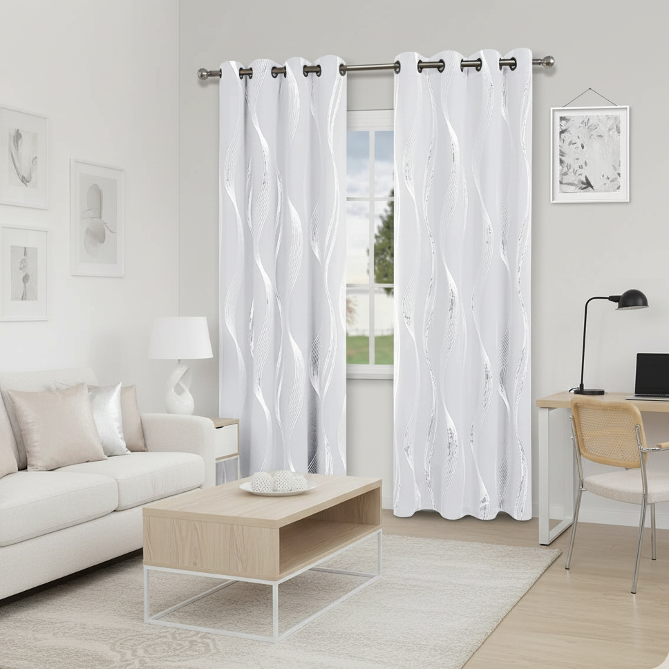 Rideau occultant blanc noctis dans un salon épuré | Noctis | Instant Rideau