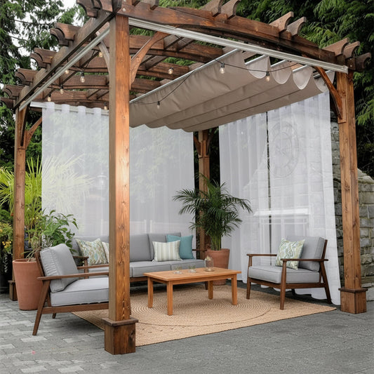 Rideau blanc pergola | Solara | Instant Rideau