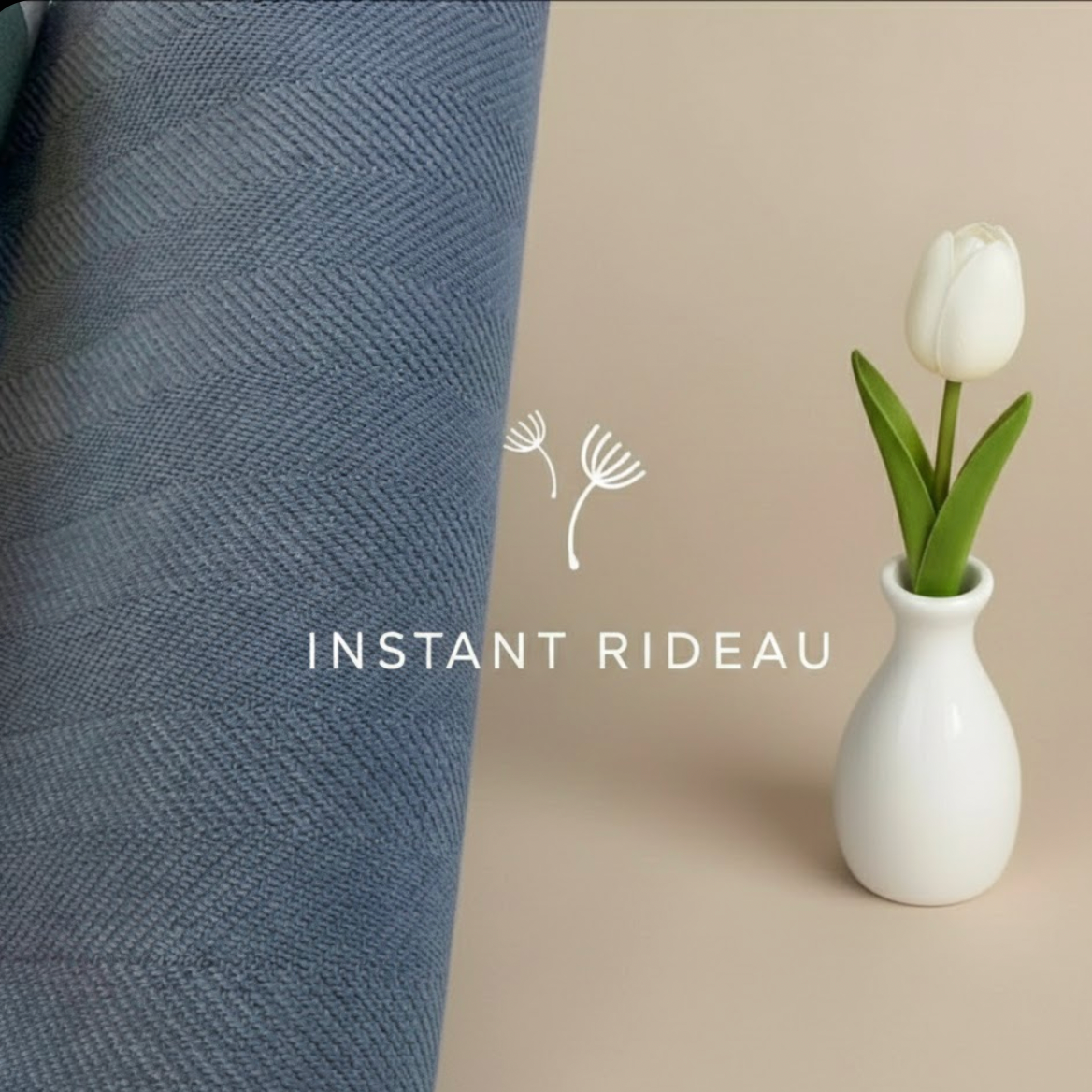 Rideau bleu pour salon et chambre, chenille douce et occultation efficace | Rups | Instant Rideau