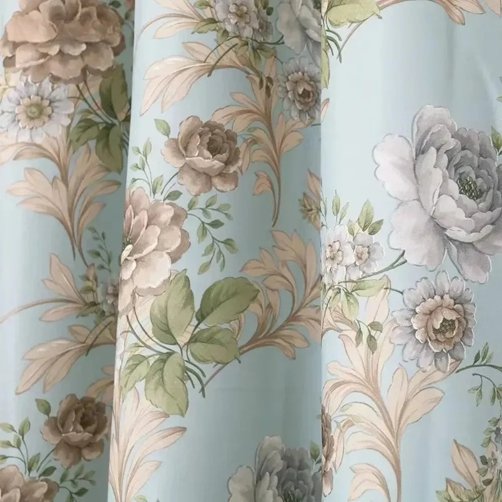 Rideau bleu à motif floral occultant | Althéa | Instant Rideau